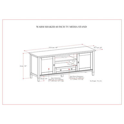 60 Inch Tv Media Stand In Light Golden Brown  For Tvs Up To 65 Inches