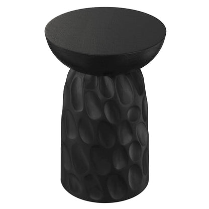 Boyd 13 inch Wide Solid Mango Contemporary V-Chisel Accent Table in Black
