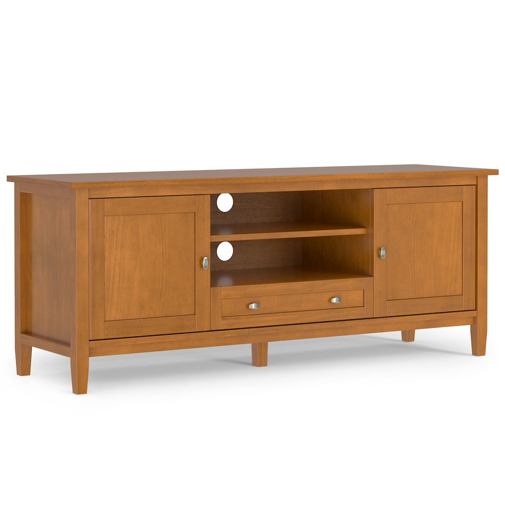 60 Inch Tv Media Stand In Light Golden Brown  For Tvs Up To 65 Inches