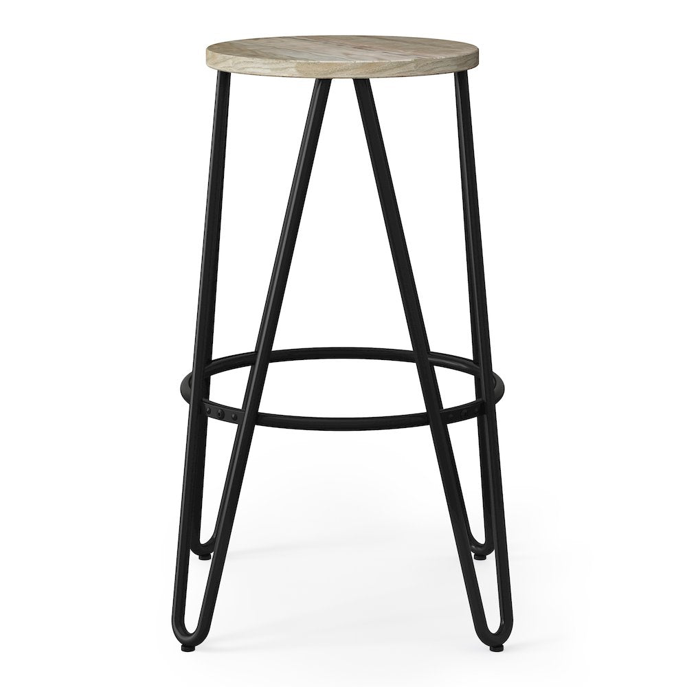 26 Inch Metal Counter Height Stool With Wood Seat (Set Of 2) In Natural / Black