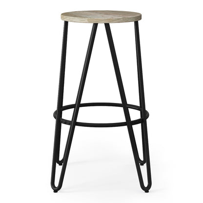 26 Inch Metal Counter Height Stool With Wood Seat (Set Of 2) In Natural / Black