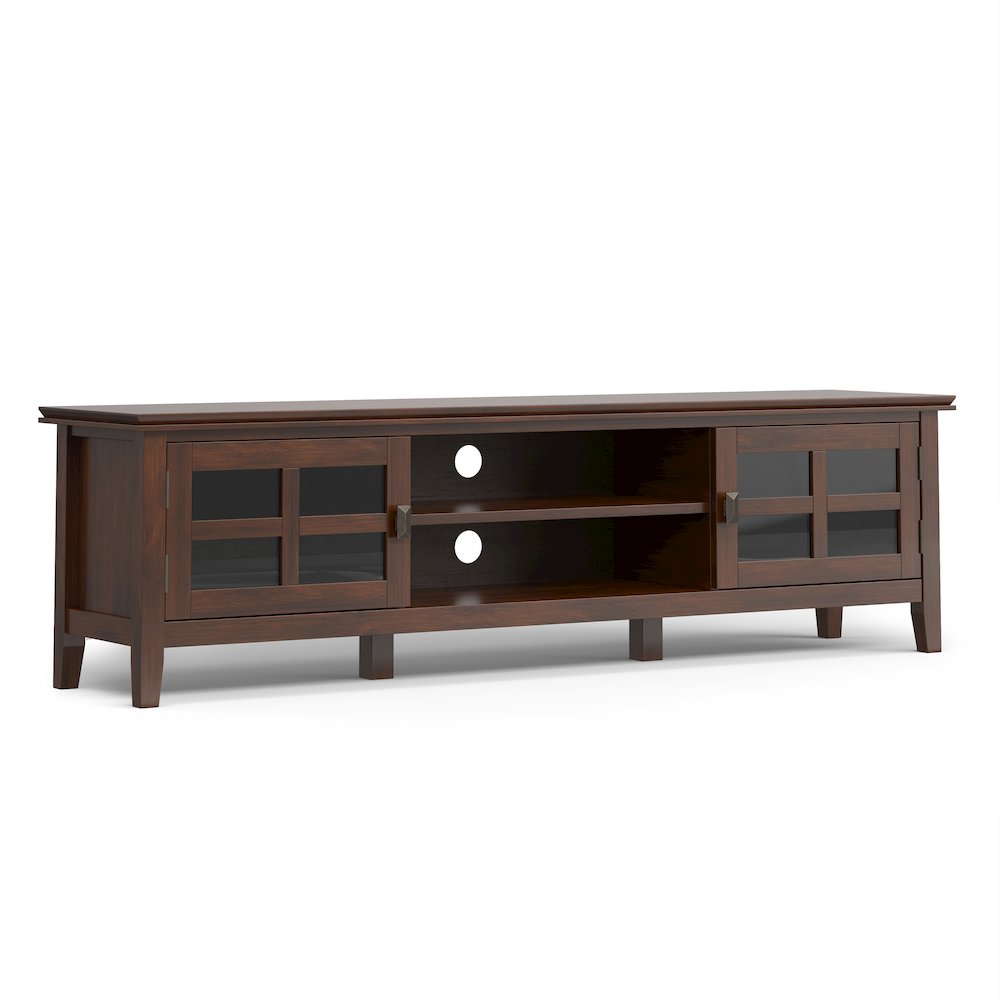 72"W Low TV Stand with Two 26"W 5 Shelf Bookcases in Russet Brown (Set of 3)