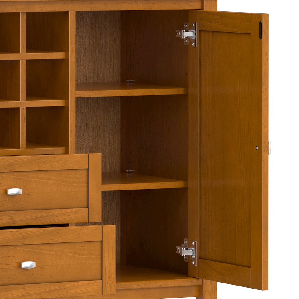 54 inch Wide Transitional Storage Cabinet with Wine Rack in Light Golden Brown