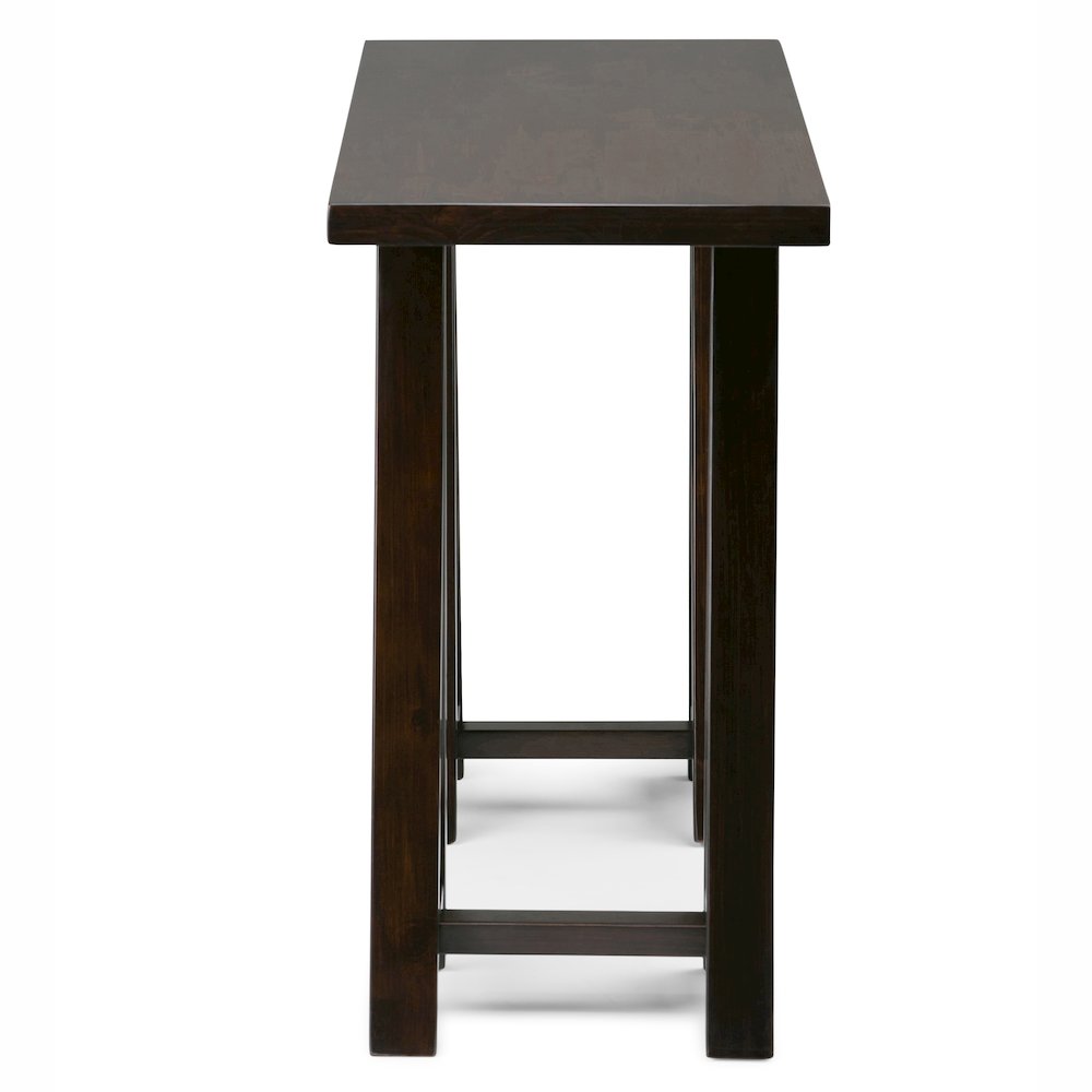Sawhorse Solid Wood Console Sofa Table In Dark Chestnut Brown