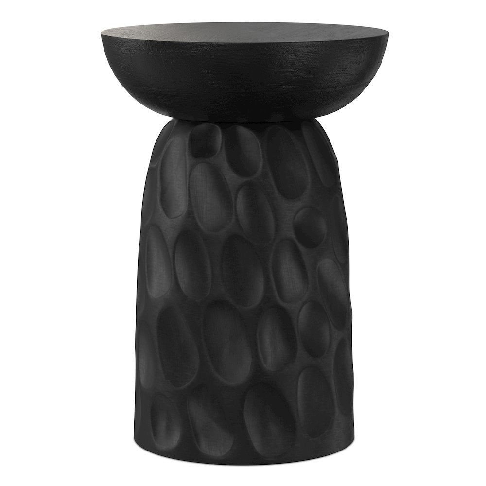Boyd 13 inch Wide Solid Mango Contemporary V-Chisel Accent Table in Black