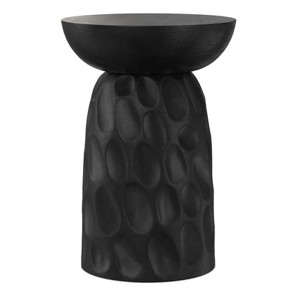 Boyd 13 inch Wide Solid Mango Contemporary V-Chisel Accent Table in Black