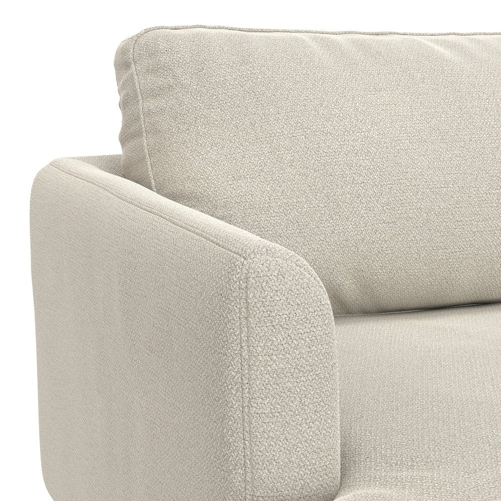 76 inch Wide Mid-Century Modern Loveseat Sofa in Cream White Woven-Blend Fabric