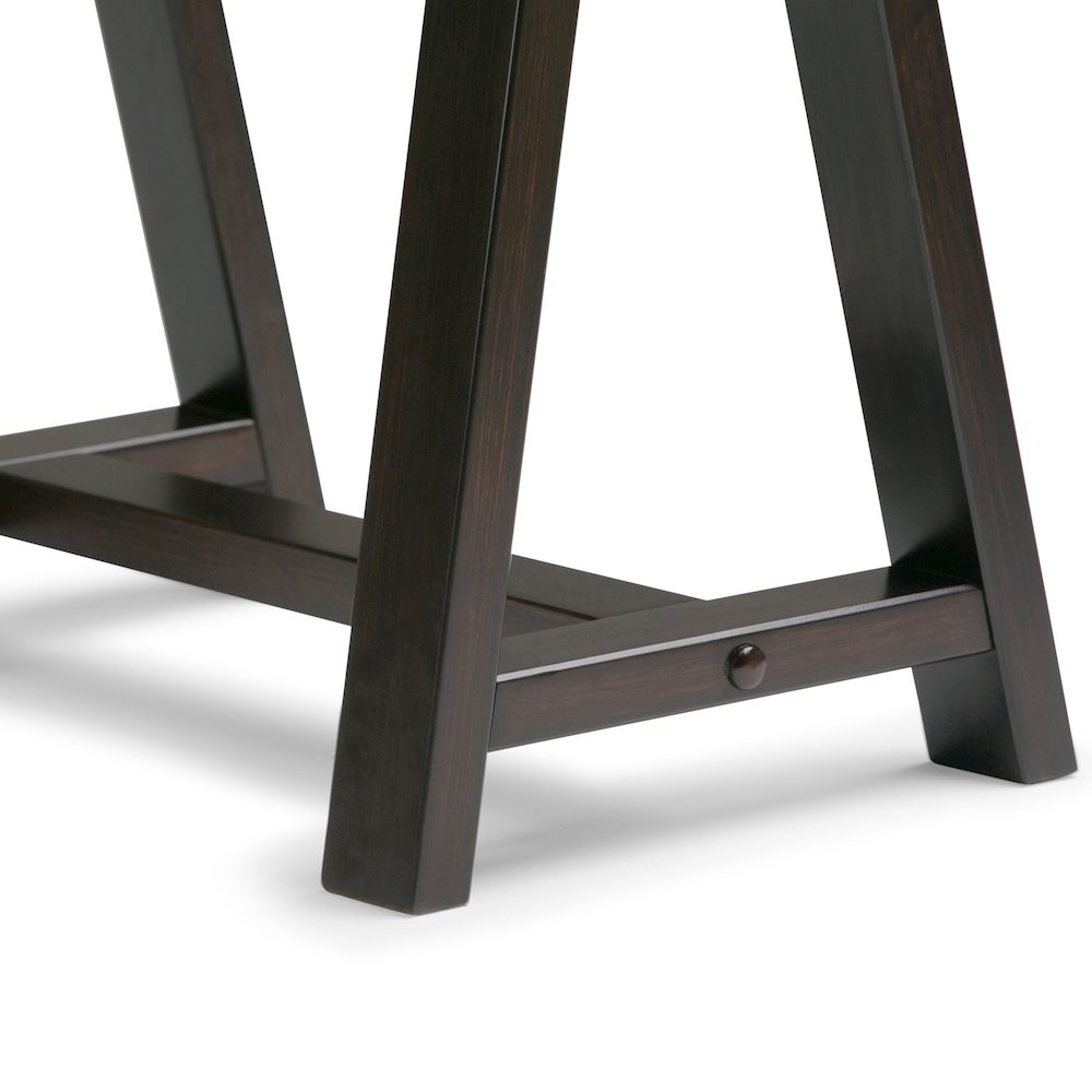 Sawhorse Solid Wood Desk In Dark Chestnut Brown