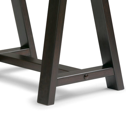 Sawhorse Solid Wood Desk In Dark Chestnut Brown