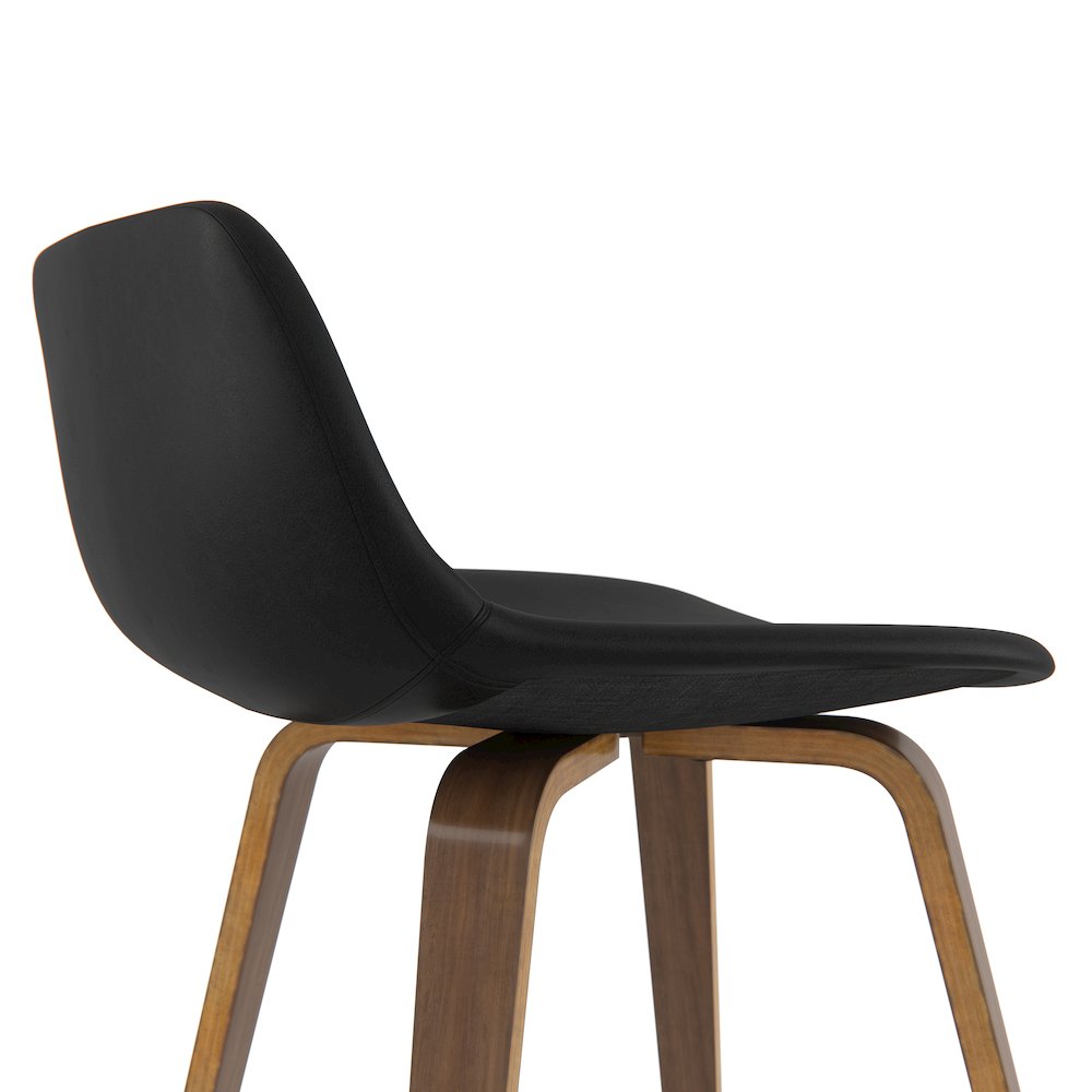 Randolph Bentwood Counter Height Stool (Set Of 2) In Black Vegan Faux Leather