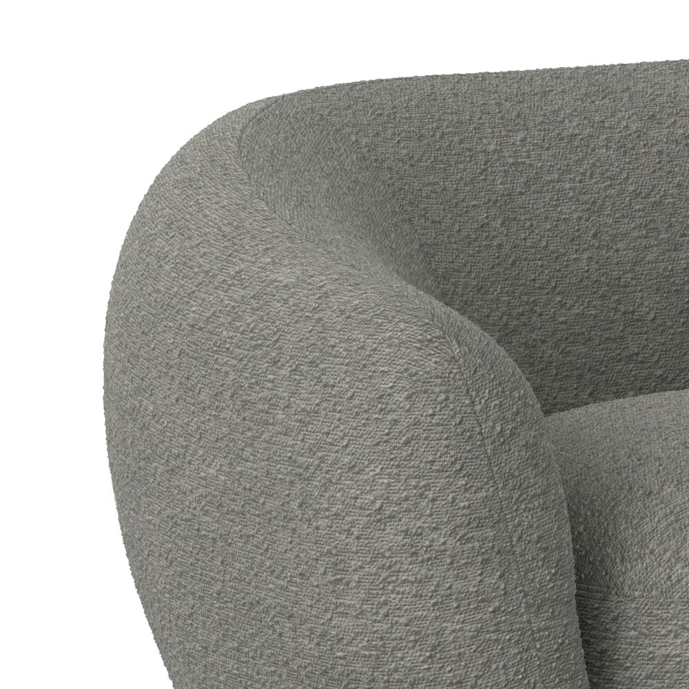 69 inch Wide Contemporary Loveseat Sofa in Stone Grey Boucle Performance Fabric