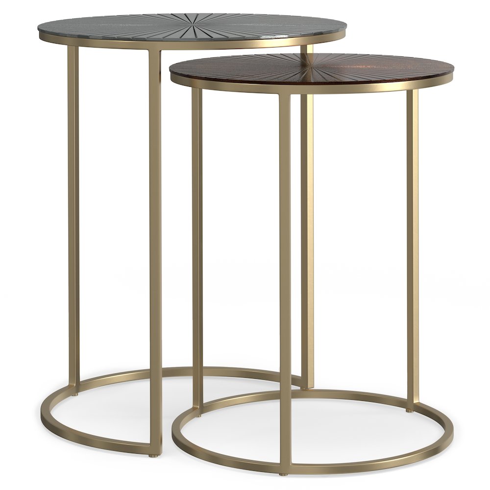 Drake 2 Pc Nesting Table In Antique Nickel, Antique Copper