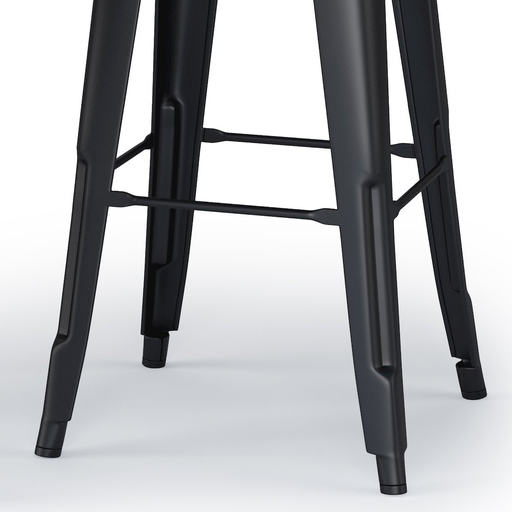 Rayne Solid Elm Wood 30 Inch Metal / Wood Bar Stool (Set Of 2) In Black