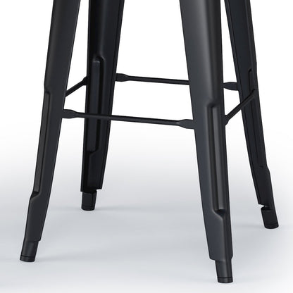 Rayne Solid Elm Wood 30 Inch Metal / Wood Bar Stool (Set Of 2) In Black