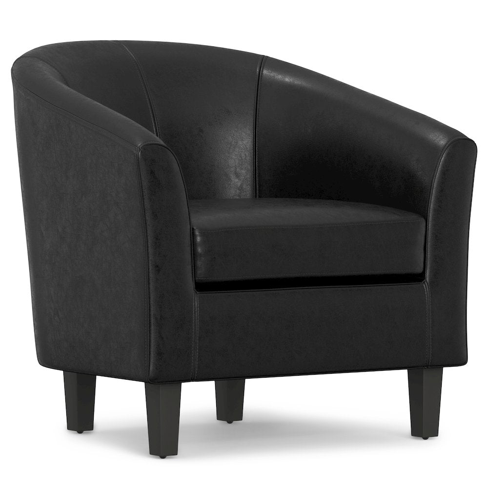 Austin Tub Chair In Distressed Black Vegan Faux Leather