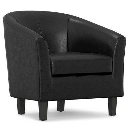 Austin Tub Chair In Distressed Black Vegan Faux Leather