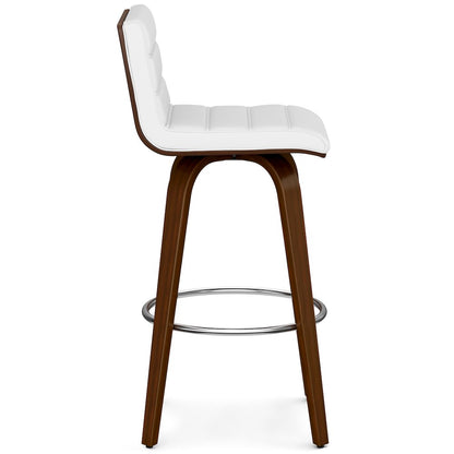 Roland Swivel Bar Stool In White Vegan Faux Leather