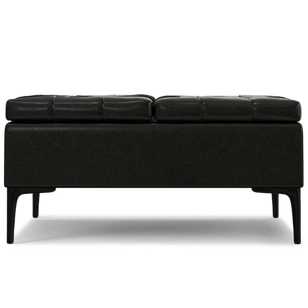 Laura Mid Century Lift Top Storage Ottoman in Midnight Black Vegan Faux Leather