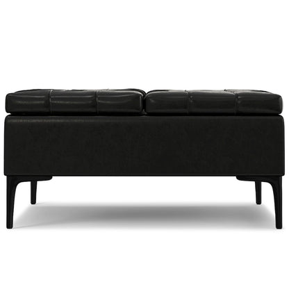 Laura Mid Century Lift Top Storage Ottoman in Midnight Black Vegan Faux Leather