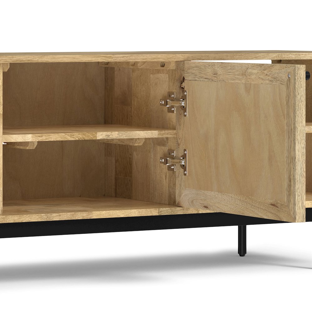 Reeves Solid Mango Wood Tv Media Stand In Natural For Tvs Up To 65 Inches
