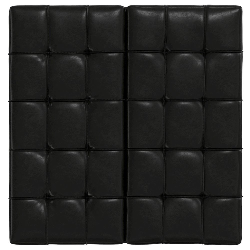Laura Mid Century Lift Top Storage Ottoman in Midnight Black Vegan Faux Leather