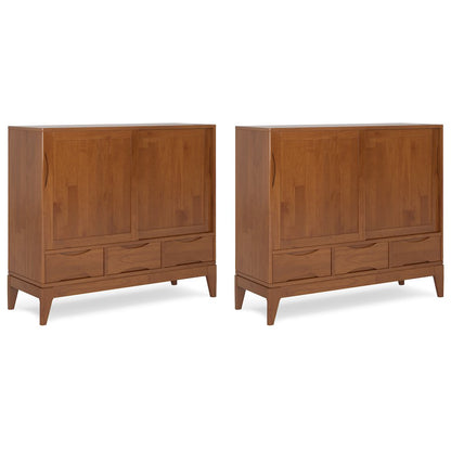 Harper Solid Wood 48 Inch Storage Cabinet In Teak Brown (Set Of 2)