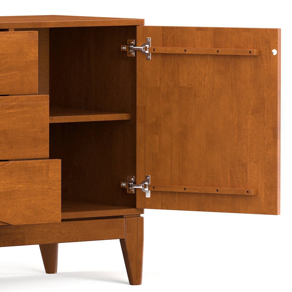 Harper 60 inch Wide Solid Hardwood Mid-Century Sideboard Buffet in Teak Brown
