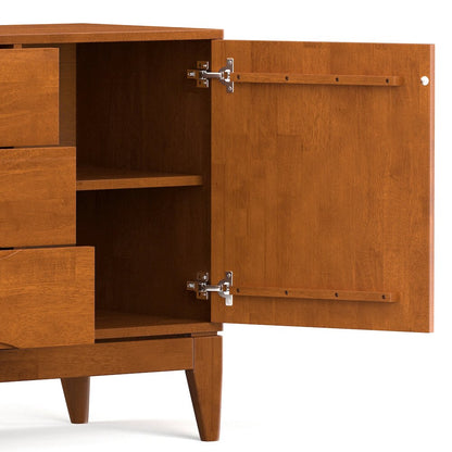 Harper 60 inch Wide Solid Hardwood Mid-Century Sideboard Buffet in Teak Brown