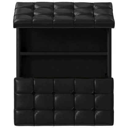 Laura Mid Century Lift Top Storage Ottoman in Midnight Black Vegan Faux Leather