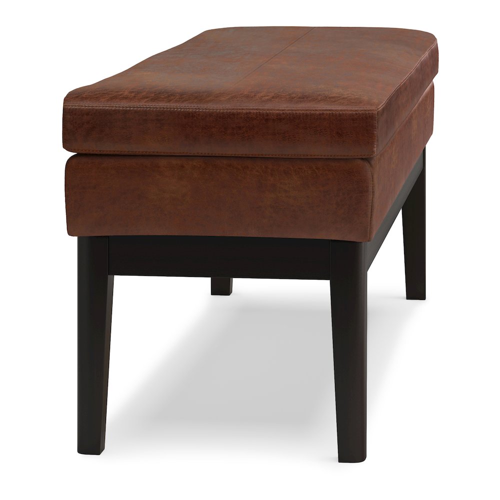 Carlson Ottoman Bench In Distressed Saddle Brown Faux Leather