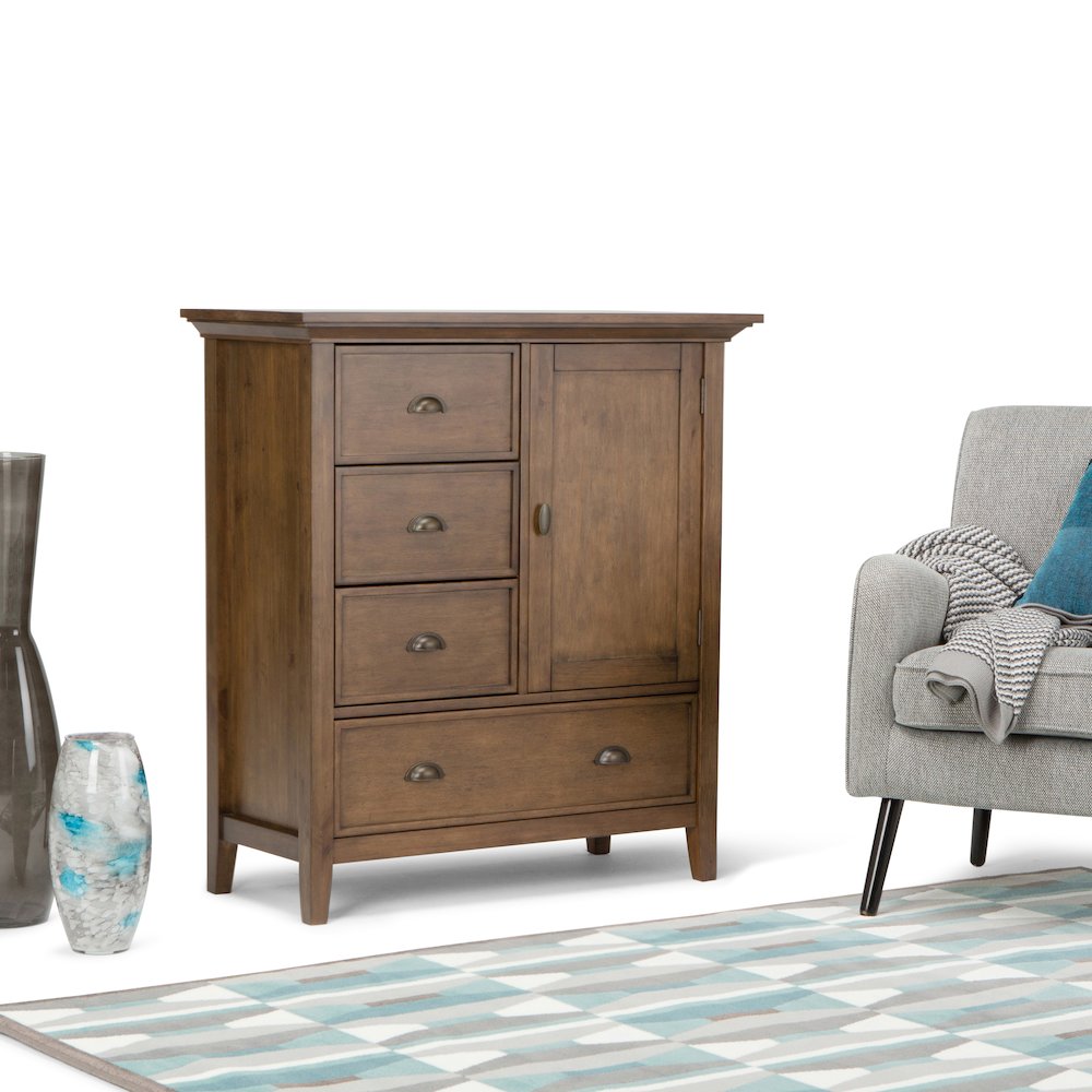 Redmond Solid Wood Medium Storage Cabinet In Rustic Natural Aged Brown
