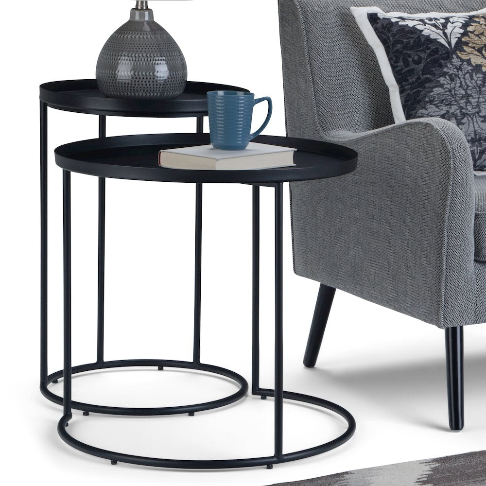 Monet Metal 2 Pc Nesting Table In Black