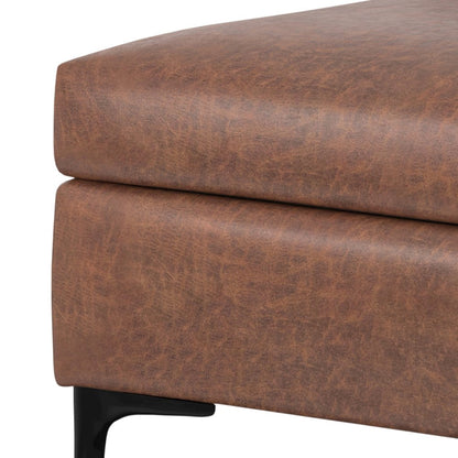 Coffee Table Ottoman In Distressed Saddle Brown Distressed Vegan Faux Leather