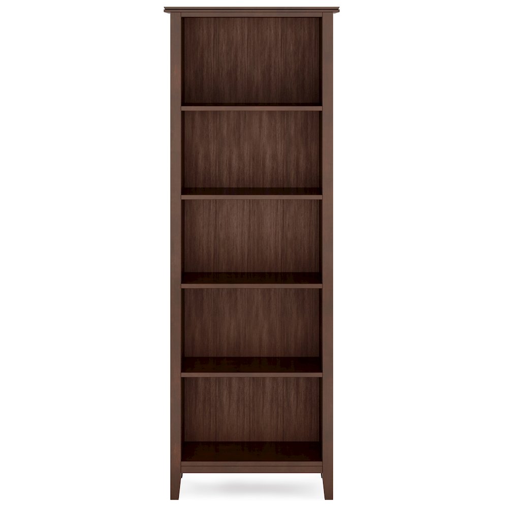 72"W Low TV Stand with Two 26"W 5 Shelf Bookcases in Russet Brown (Set of 3)