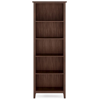 72"W Low TV Stand with Two 26"W 5 Shelf Bookcases in Russet Brown (Set of 3)