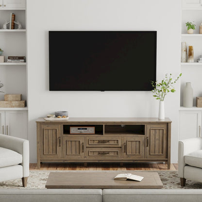 Lev Solid Wood 72 Inch Tv Media Stand In Smoky Brown For Tvs Up To 80 Inches