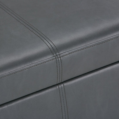 Avalon Storage Ottoman Bench In Stone Grey Vegan Faux Leather