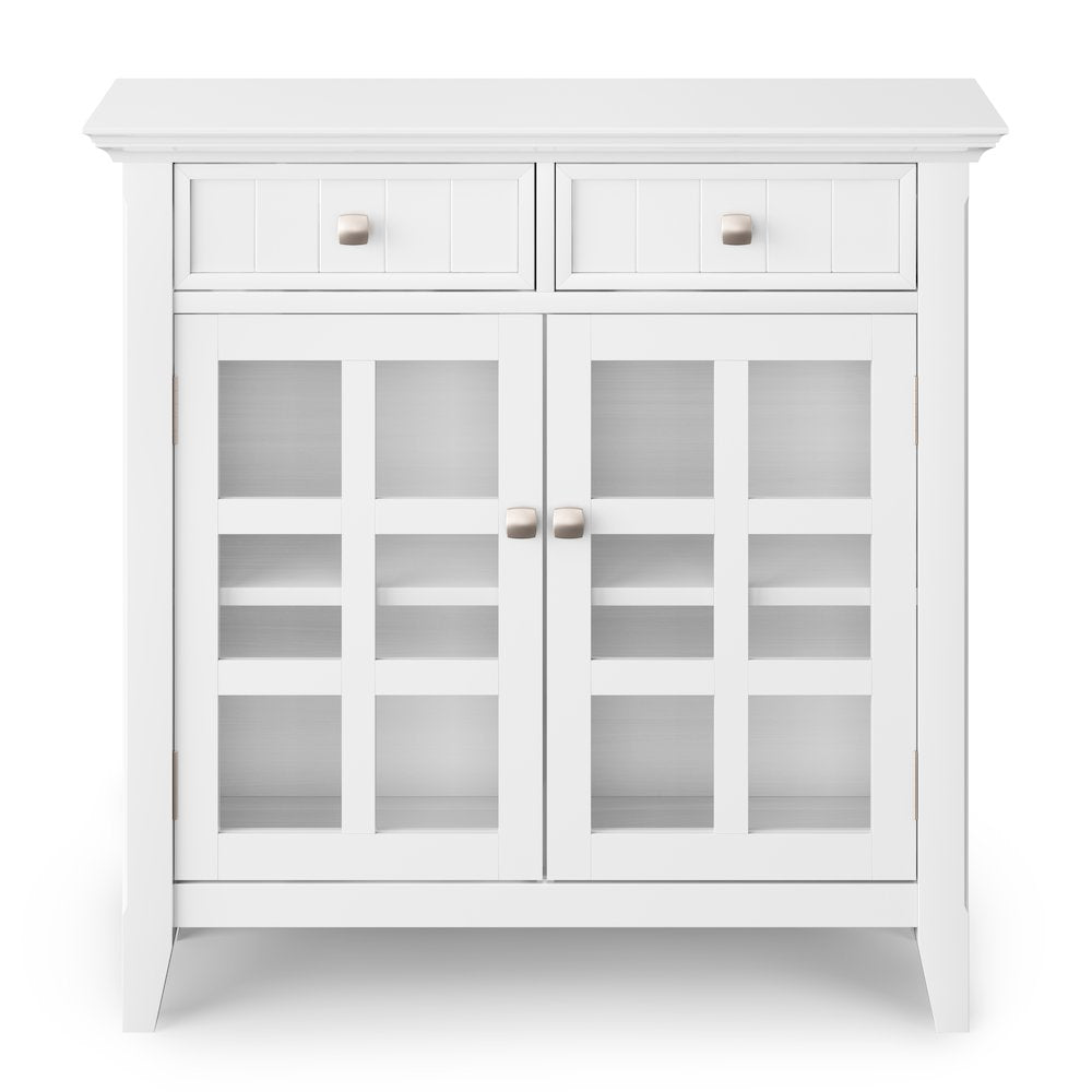 36 inch Wide Small Storage Bench and 36 inch Wide Storage Cabinet in White