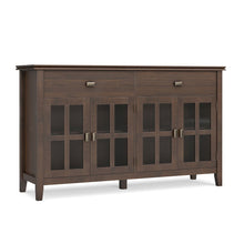 60 Wide Solid Wood Transitional Large 4 Door Sideboard Buffet Natural Brown