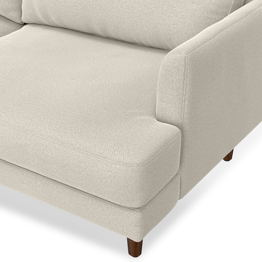 76 inch Wide Mid-Century Modern Loveseat Sofa in Cream White Woven-Blend Fabric