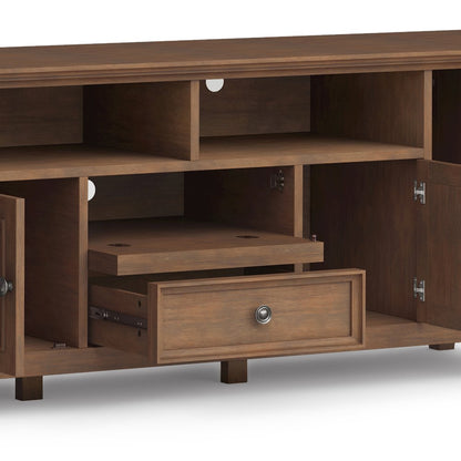 72 Inch Wide Tv Media Stand In Rustic Natural Aged Brown For Tvs Up To 80 Inches