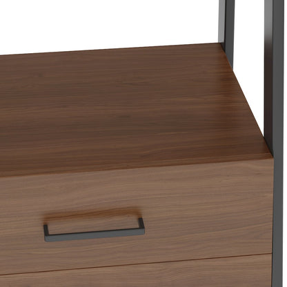 Sawhorse Solid Walnut Veneer and Metal Ladder Shelf with Storage