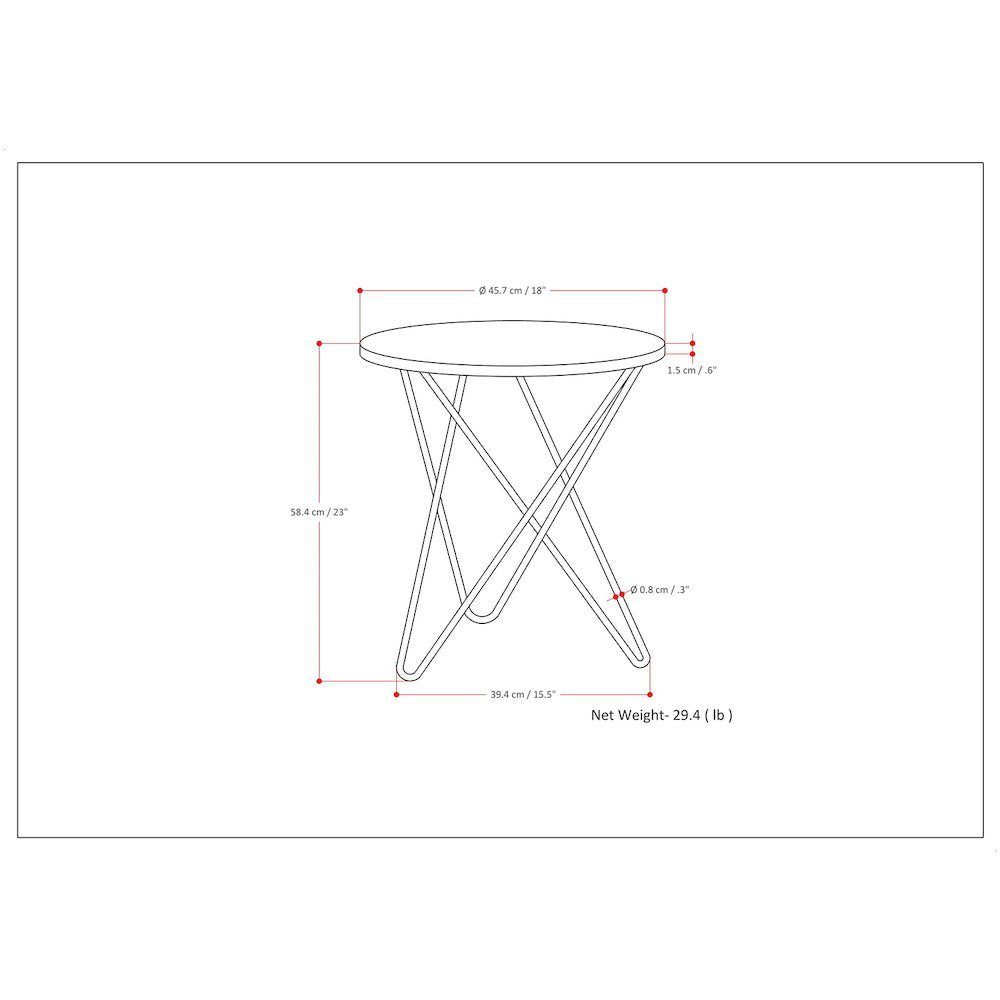 Gabon Accent Table In White, Gold