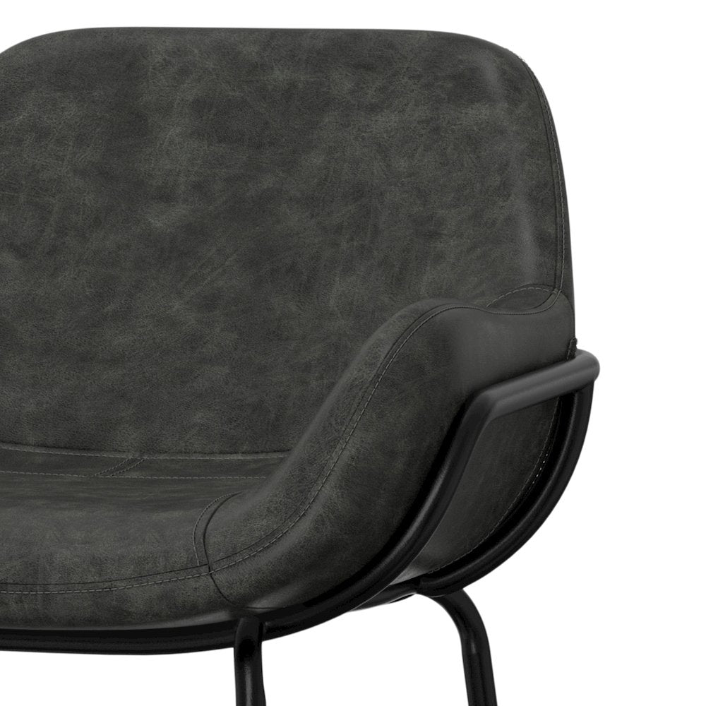 Mira Bar Stool In Distressed Slate Grey  Vegan Faux Leather