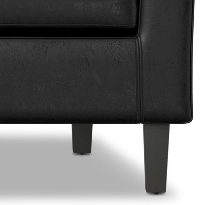Austin Tub Chair In Distressed Black Vegan Faux Leather