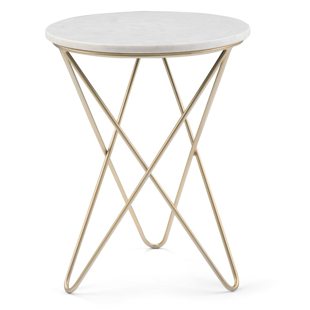 Gabon Accent Table In White, Gold