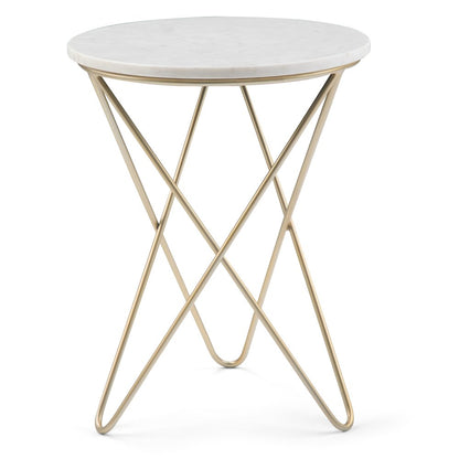 Gabon Accent Table In White, Gold