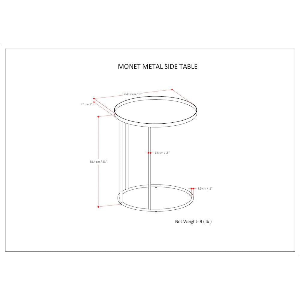 Monet Metal Side Table In Black
