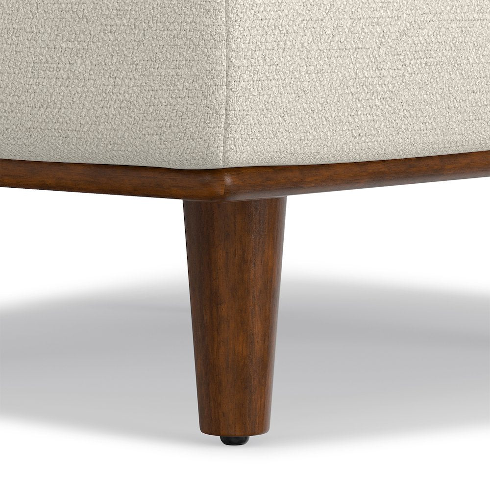 33 inch Wide Mid-Century Modern Table Ottoman in Cream White Woven-Blend Fabric