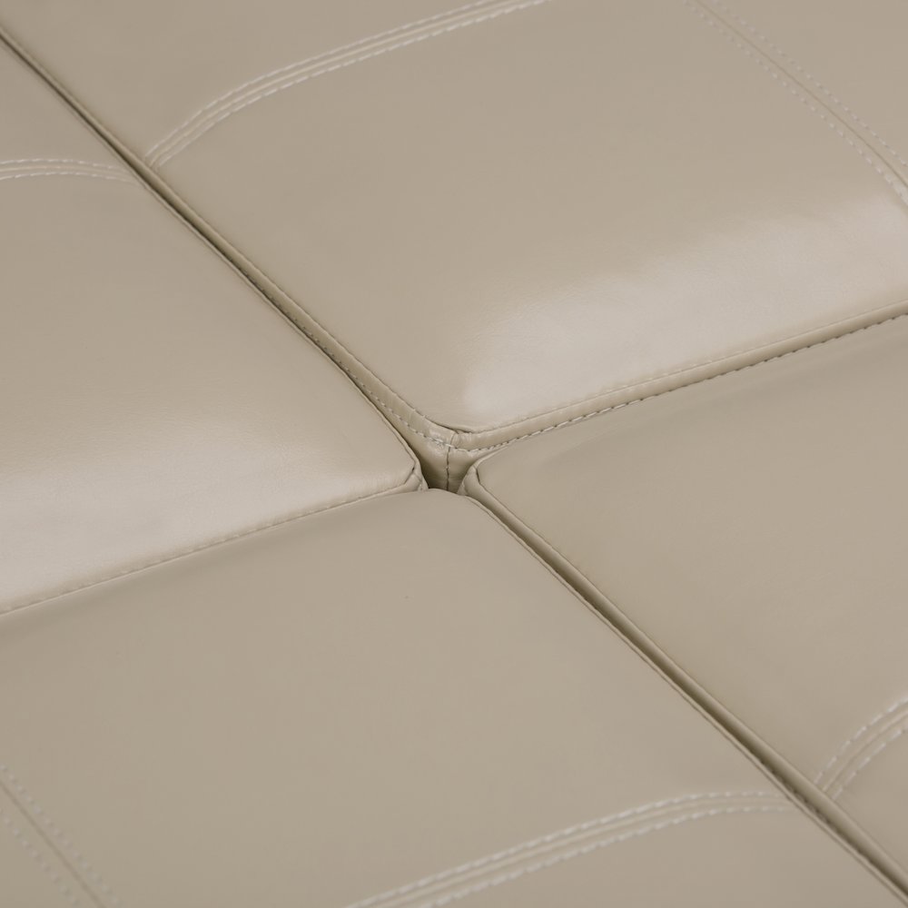 Avalon Square Coffee Table Storage Ottoman In Satin Cream Vegan Faux Leather